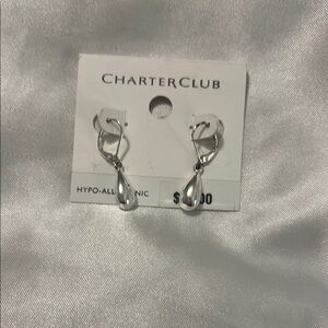 Charter Club Shiny Silver Teardrop Earrings